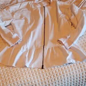 Women's White Zip Up Sweater 2xl